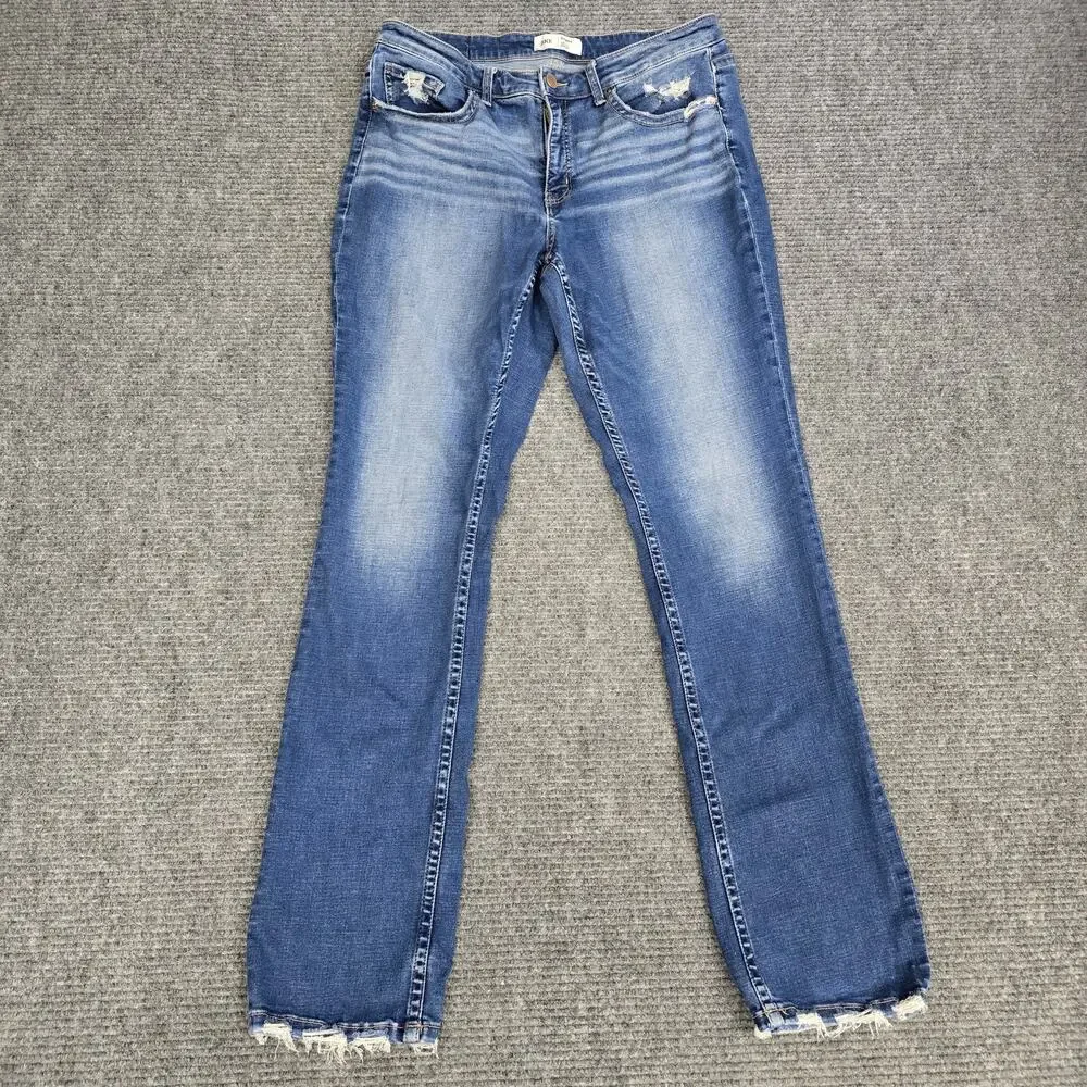 BKE Gabby Jeans Womens 31x34 Curvy Fit High Rise Straight Distressed Blue